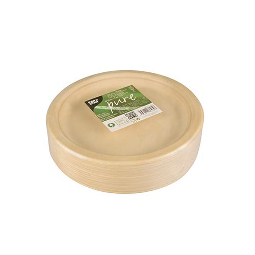 PAPSTAR 500 Teller, Zuckerrohr Pure ungeteilt Ø 23 cm · 2 cm Natur