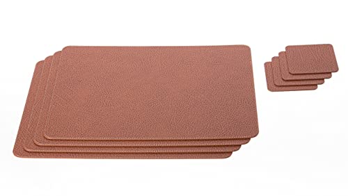 Nikalaz Set of Placemats and coasters, 4 table mats and 4 coasters, Place Mats, Recycled leather (Dirty Brown, 45.7 x 33.02 cm) - Image 2
