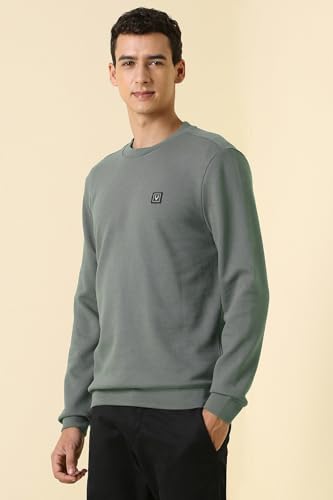 Image of Allen Solly Men's Cotton Blend Crew Neck Solid Casual Sweatshirt