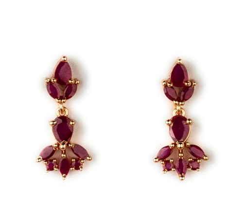 Image of Sasitrends Micro Gold Plated American Diamond Ruby stone Studded Necklace Jewellery Set