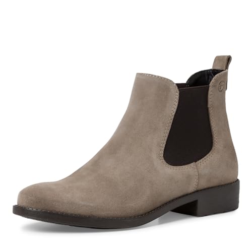 Tamaris Damen Chelsea Boots Leder Blockabsatz; TAUPE/beige; 41 EU