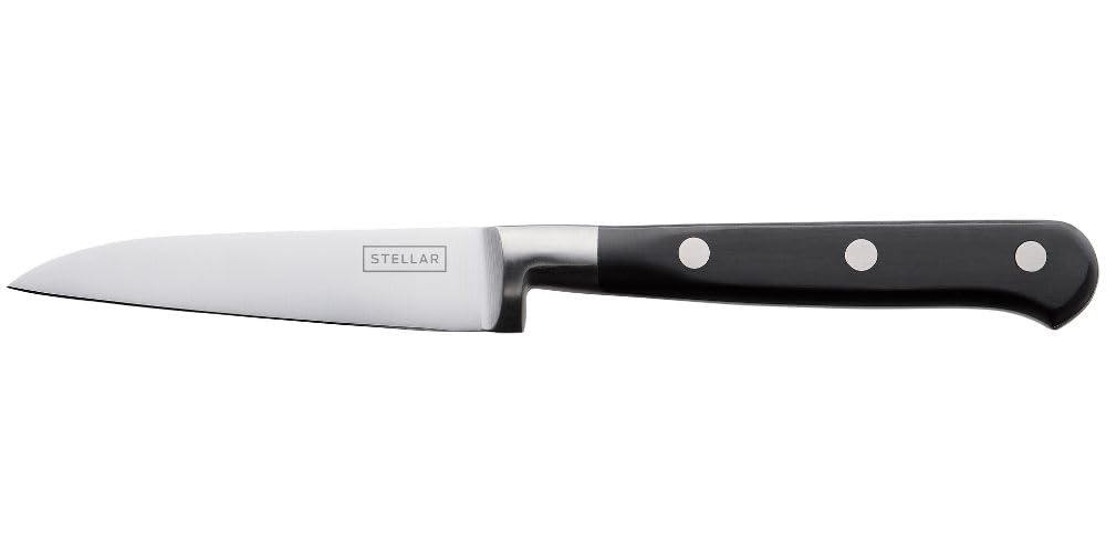 Stellar Classic 9cm / 3.5" Paring Knife, Stainless Steel Razor Sharp Blade, Full Tang Riveted Handle, Dishwasher Safe