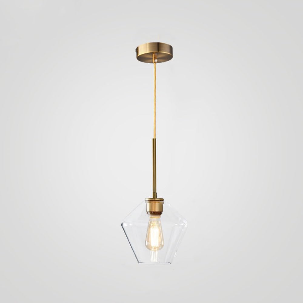 WLBHWL Glass Pendant Lights For Kitchen Island, Mini Hanging Pandent Light Fixture With Glass Shade Farmhouse Pendant Lights Gold Metal Ceiling Light For Kitchen Island Sink Dinging Room