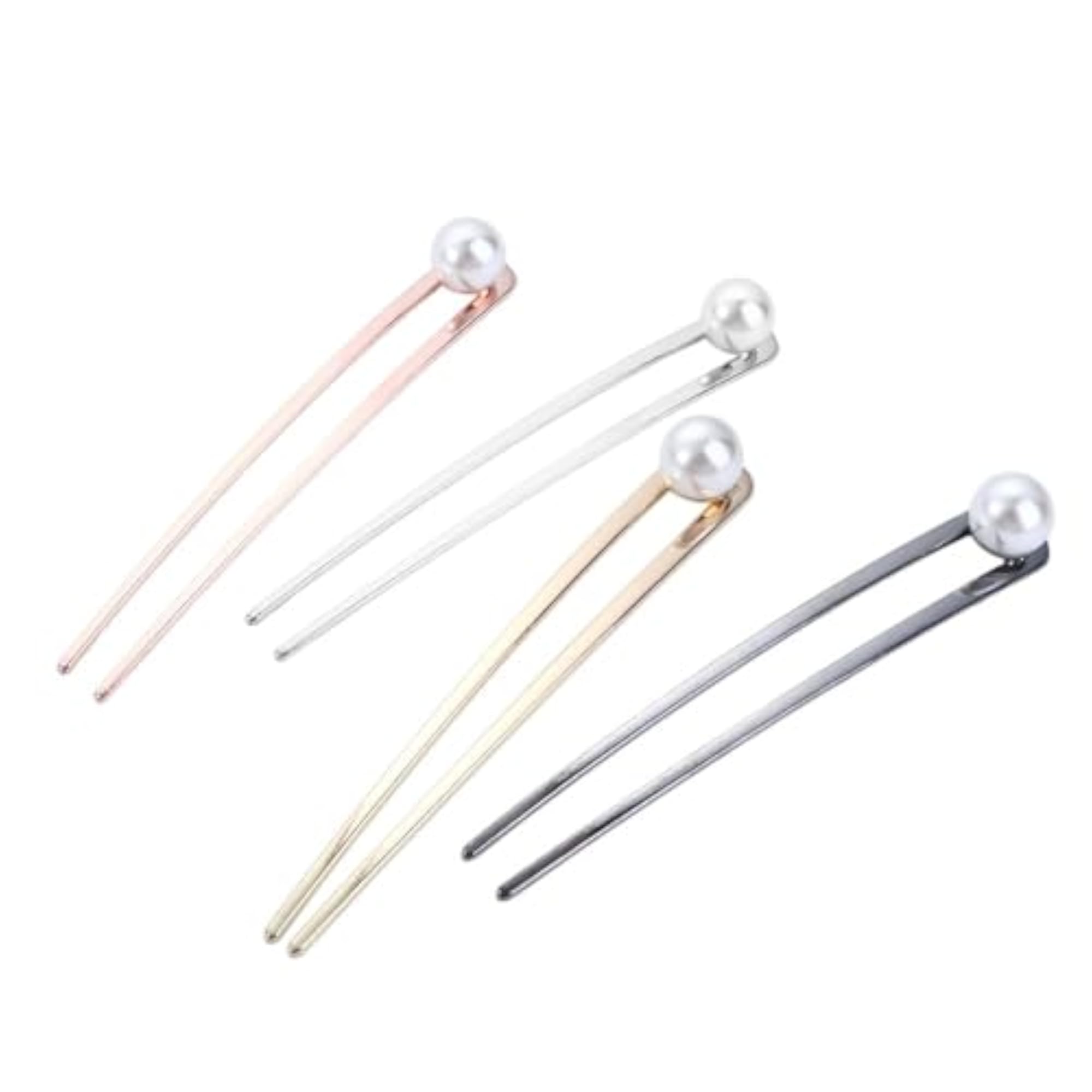 2Pcs Metal U-Shaped Hair Sticks Gold Hair Forks