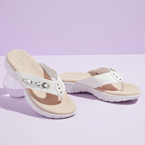 LRECHEU Wedge Flip Flops Sandals for Women, Lightweight Casual Thong Sandals Like Walking On Clouds2