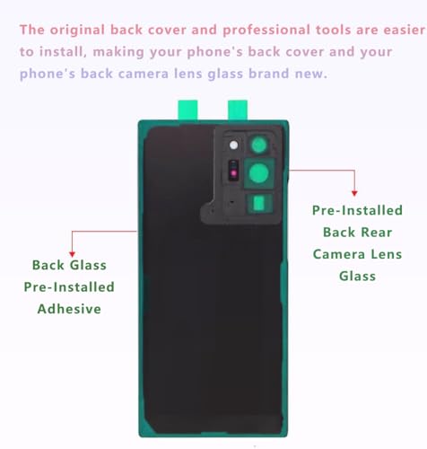 Image of Galaxy Note 10 Rear Back Cover Replacement with Pre-Installed Camera Lens+Tools+Pre-Adhesive for Samsung Galaxy Note 10 SM-N970 All Carriers (Black)