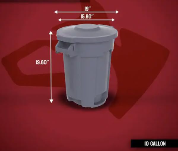 10 Gallon Gray Commercial Outdoor Trash Can with Domed Lid (2-Pack) AS32081