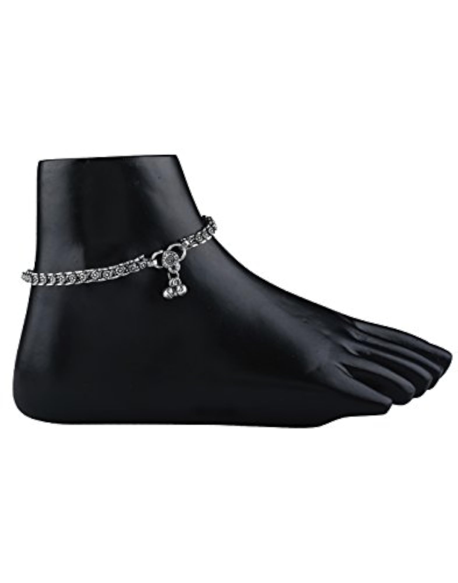 Traditional Look Single Anklet in Silver Alloy for Women