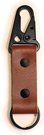 Leather Keychain Tactical HK Clip Fob - Full Grain Leather (Brown)