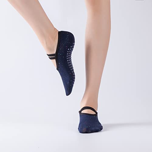 Image of Yoga Pilates Socks with Grips Band for Women Non Slip Cushioned Low Cut Socks for Dance Barre Ballet