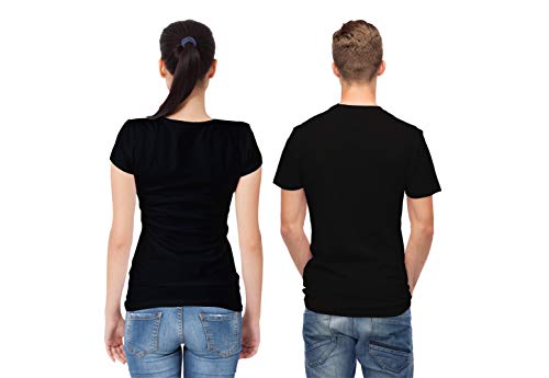 Image of Uniplanet Store Cotton Half Sleeve Couple Mix by Designs Black T-Shirt