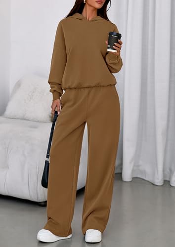 Image of PRETTYGARDEN Womens Sweatsuits 2 Piece Set 2026 Casual Winter Long Sleeve Hoodie Loose Wide Leg Sweatpants Fall Tracksuit