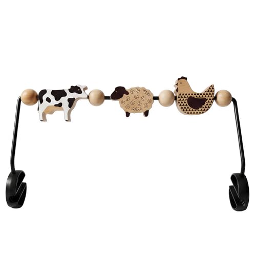 Atgvbcq Baby Bouncer Toy Bar Compatible with Baby Bjorn Bouncers Durable Natural Wooden Toy Bar for Baby Bouncer Attachment Rotatable Sensory Toy Gifts for Babies (White and Black)