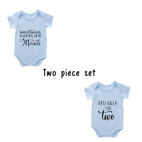 Baby Twins Bodysuits Sometimes When You Pray For A Miracle Unisex Baby Clothes Toddler Outfits Twin Romper2