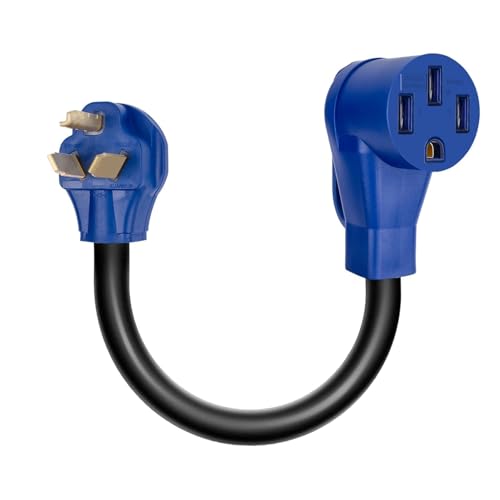 NEMA 10-30P to 14-50R EV Charger Adapter Cord 30A Dryer Plug to 50A EV Charging Heavy-Duty STW 10 Gauge 13 Inches for Level 2 EV Charging