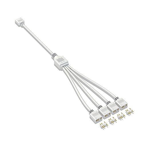 Lrtzizy Câble D'Extension 5V 3 Broches pour Carte MèRe D'Ordinateur 1 Point 4 Hub Cable Connection Extension ARGB Splitter, Blanc