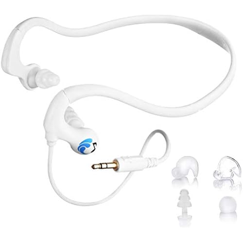 HydroActive Premium Short-Cord Waterproof Headphones (Wired 3.5 mm Jack) with 11 Earbuds in 4 Styles (Separate Music Player Purchase Required)