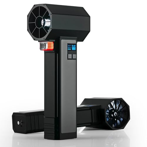 XOOPON Auto-Trocknungsgebläse mit LED-Licht, Luftgebläse für die Autotrocknung, sofortiger Schub von 1600G und 220MPH, 4 Geschwindigkeiten, tragbares elektrisches Laubgebläse (dunkelschwarz)