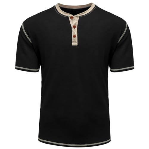 LOGEEYAR Men's Henley Shirts Short Sleeve Basic Casual Shirt Lightweight Button T-Shirts2