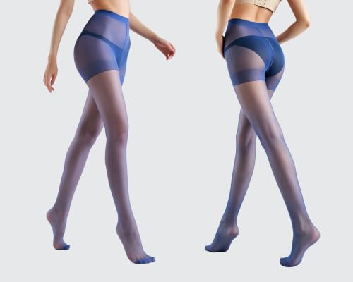 Image of HA WA 3 Pairs Women 20D Sheer Tights Control Top Pantyhose Reinforced Toe