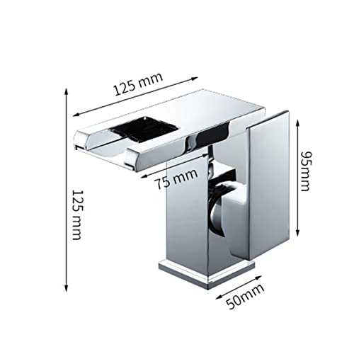 Mitigeur pour lavabo cascade LED haut de gamme avec corps en laiton robuste chromé en L - 4