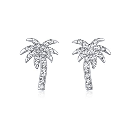 Goujon en Argent Sterling 925 cocotier tendance : boucle d'oreille unitaire plaquée femme