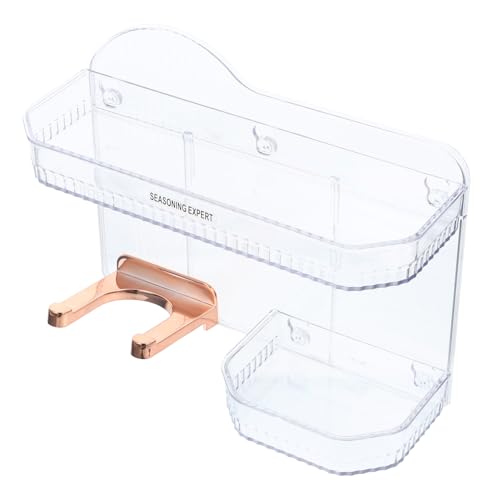 Mobestech Mensola da Parete per Bagno Trasparente Porta Asciugacapelli e Organizer Adesivo Resistente Supporto Multiuso per Shampoo Sapone e Cosmetici Design Moderno e Stabile per Cucina e