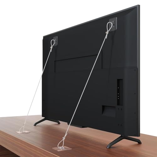 Vantaggio : Strap lock 8 adesivi forti garantiscono fissaggio stabile senza fori. Compatibile con la maggior parte dei modelli di tv e mobili.