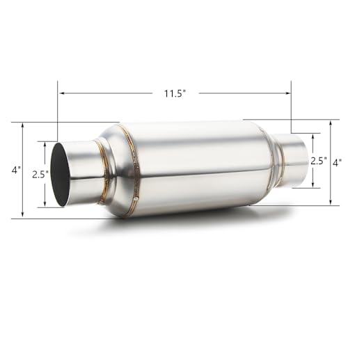 Image of LCGP 2.5'' Inlet & Outlet Universal Muffler, 11.5'' Overall Length Stainless Steel Resonator 2 Pack