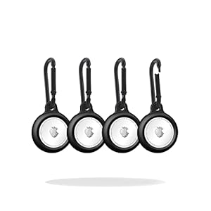 Airtag Holder Airtags Keychain – Air-Tag 4 Pack Silicone Case Compatible with Airtag Dog Tag Tracker with Carabiner Clip…