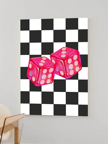 Peinture murale minimaliste dés roses affiche sur toile 50x70cm avec cadre