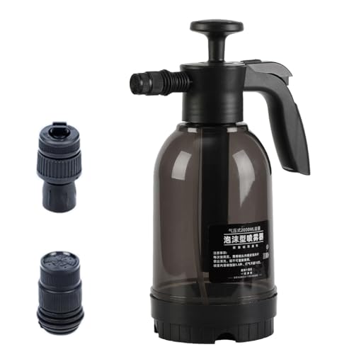 loyfreeyo フォームガン 洗車 加圧式スプレー 噴霧器 蓄圧式 手動 消毒スプレー ノズル 2本付き2L 発泡スプレー 霧吹き ミストポンプ 水やり 散水 ガーデニング 園芸 観葉植物 防虫駆除 散布 洗車用品 掃除用品 (グレー)