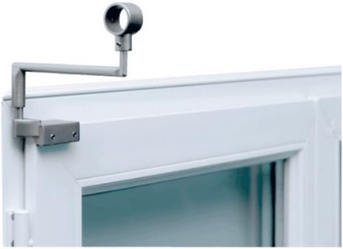 2 Supports de Tringle à Rideaux sans Perçage pour Fenêtre à Double Battant, Ø 20 mm, Fixation Facile, Métal Finition Satin Nickel, Idéal pour PVC et Aluminium