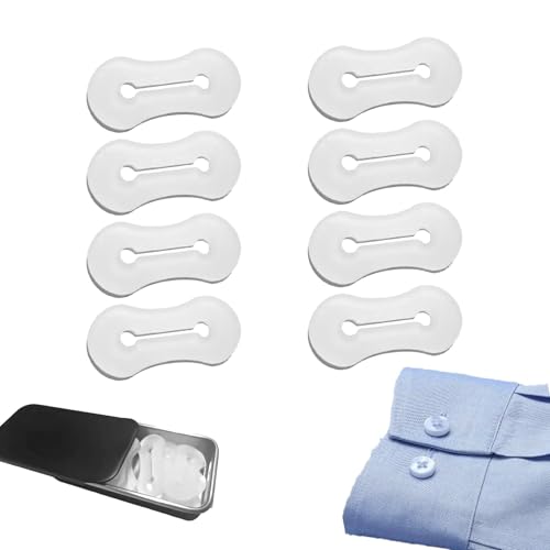 FloralGrace 8 Stück Manschettenknopf Adapter, Dress Hemd Manschettenknöpfe mit Knopfabdeckungen, Für Herren Hemdanzug Manschettenknöpfe (Weiß)