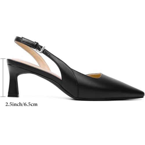 Image of Mostrin Kitten Heels for Women Slingback Pointed Closed Toe Heels Women's Pumps Shoes for Wedding, Party, Commuting