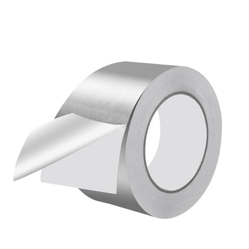 SUPAWAY 1 Rouleau de Ruban Aluminium 75 mm x 50 m Ruban Adhésif Alu Autocollant Argenté Résistant à la Chaleur pour Isolation de Tuyaux et Climatisation
