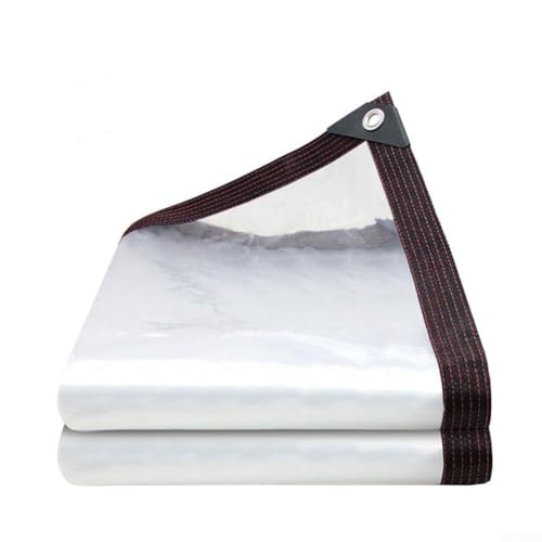 Yhenlovtt Telone impermeabile in PVC resistente con occhielli resistenti alla ruggine, telone trasparente per auto, tettoia esterna, giardino, serra e protezione delle piante, dimensioni da 2 x 2 m a
