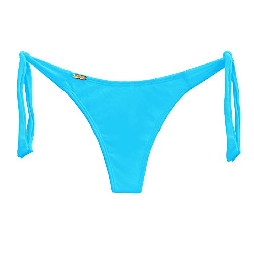 Calcinha de biquíni levanta bumbum fio duplo amarradinha (Agua, G)