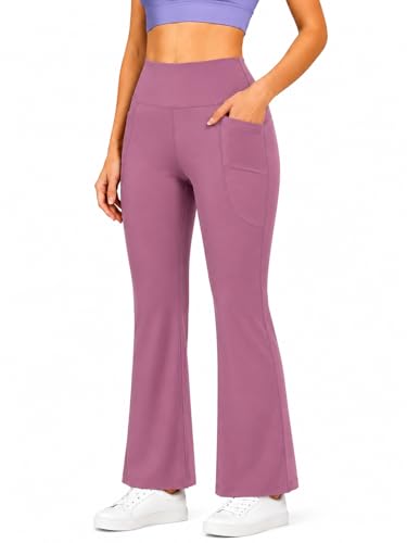 Image of Women's High Waist Bootcut Yoga Pants with Pockets | Flared Leggings for Women | Stretchable Gym Workout Pants | Tummy Control Activewear | Lounge & Travel Wear