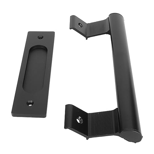 Fafeicy Manija de Puerta Corredera, Aleación de Aluminio Negro, Fácil Instalación, Diseño Innovador para Graneros, Puertas, Guardarropas y Gabinetes