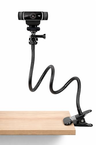 WORLDWIDETRADERS Universal 25 Inch Webcam Stand, Flexible Desk Mount Clamp Gooseneck Stand for Webcam, Camera, Microphone with 1/4