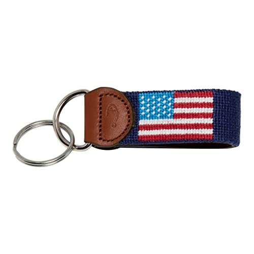 Image of Leather Hand-Stitched Needlepoint Key Fob or Key Chain