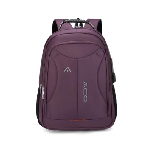Mochila Masculina Feminina Escolar Faculdade Bolso Antifurto Nas Costas Resistente Cadeado Saída USB (preto) (roxo)