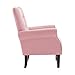 BELLEZE Modern Accent Chair Roll Arm Living Room Cushion Fabric with Wooden Legs, Pink