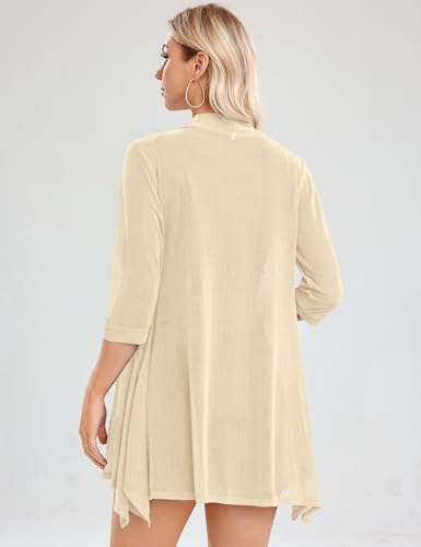 Image of iClosam Women Casual 3 /4 Sleeve Sheer Open Front Cardigan Sweater Kimono