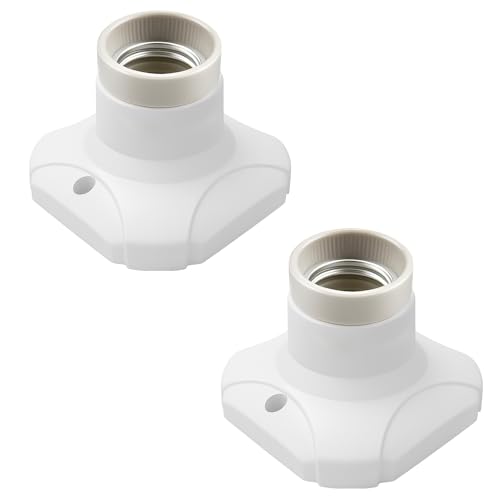 Quwem 2PCS E27 Screw Light Bulb Socket Holder,E27 Screw Lamp Holder White Ceiling Light Fitting Socket Base Wall Lamp Base for Bulbs up to 60W 220-250V AC Easy Installation for Home & Office Lighting
