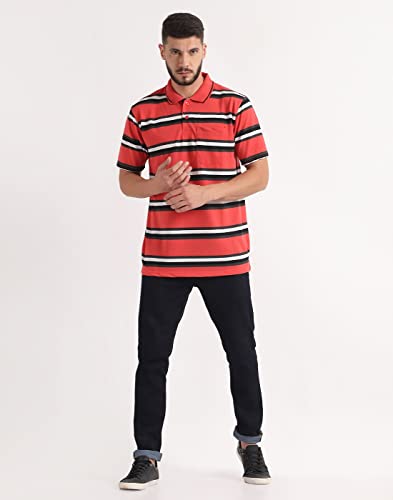 Image of INKKR Striped Men Polo Neck Half Sleeve T-Shirt
