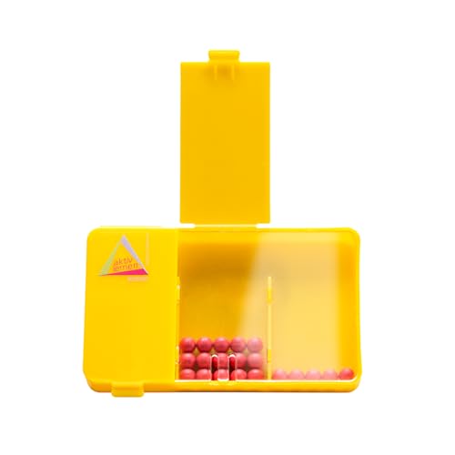 WISSNER® Schüttelbox Mathe mit 3 Fächern in Gelb - RE-Plastic® Zahlenzerlegungsbox mit roten Perlen, Schüttelbox Grundschule, Perlen Schüttelbox Mathe 1. Klasse
