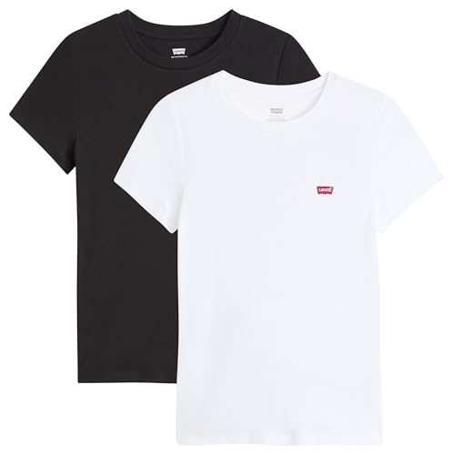 Levi's 2pack Essential SS Camiseta, 2 Pack tee White + &, L Mujeres
