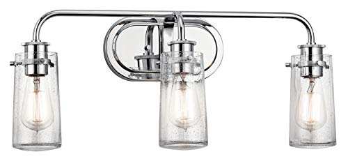 Image of KICHLER Braelyn 24 inch 3 Light Vanity Light with Clear Seeded Glass Chrome